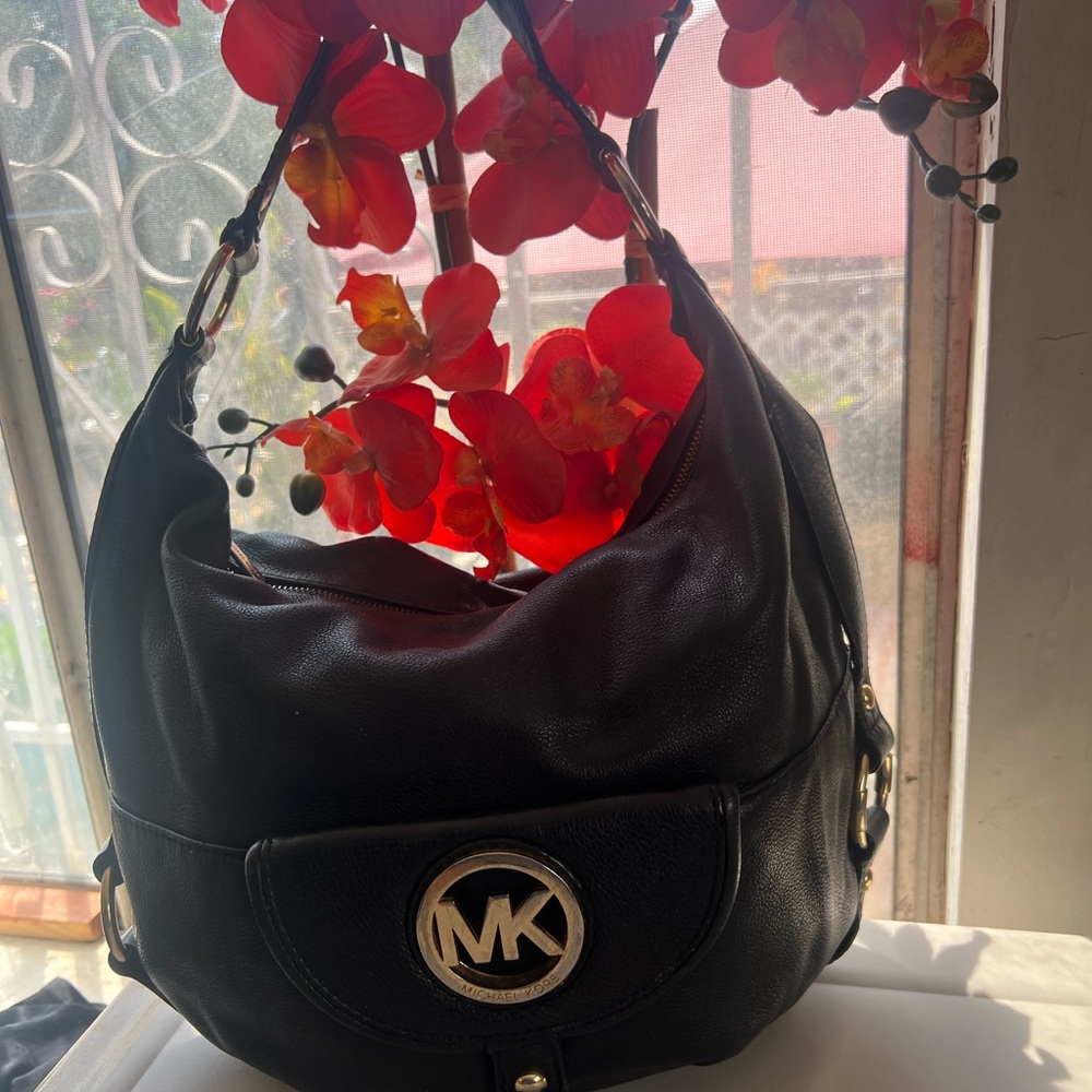 Michael Kors Black Leather Hobo Bag